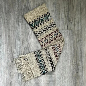 Eddie Bauer Beige with Black Design Scarf